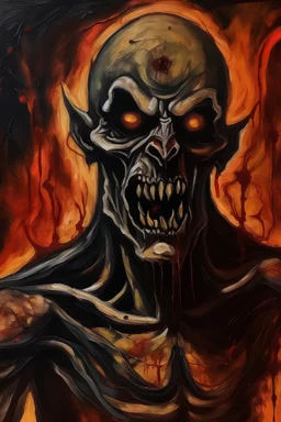 make an impresionism painting of deamon in pain