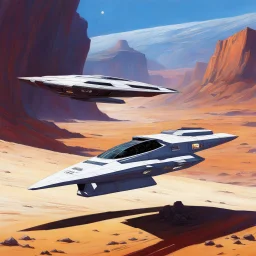 [Kupka] Driven by an unexplained urge, Ensign Williams followed her instincts, venturing outside the secured areas of the Starfleet vessel USS Enterprise in a shuttlecraft. She flew across the desert-like surface of the uncharted Class M planet they were orbiting, leaving the mountains they had been surveying behind. The barren landscape stretched as far as the sensors could detect, a stark contrast to the sleek corridors and bustling activity of the starships she called home. The sterile enviro