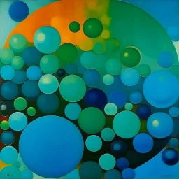 A greenish blue reef with round bubbles painted by Alexej von Jawlensky