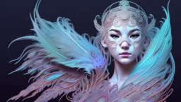 centered detailed venetian mask, vibrant peacock feathers, intricate, elegant, highly detailed, digital painting, artstation, smooth, sharp focus, illustration, illuminated lines, outrun, vaporware, intricate venetian patterns, cyberpunk darksynth, by audrey kawasaki and ilya kuvshinov and alphonse mucha