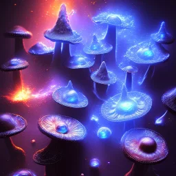 Spherical Frost metal magic armoured lightning Mycelium MUSHROOMS stars galaxy SPACE lANDSCAPE BURNING IN BLUE FLAMES hellfire abyss math chaos