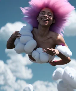 Ultra realistic speed clouds sky scene, wide angle view, sweet childs falling down, inflatable color clothing, free jumping flying, many trinkets, monster hair, hair monster, many jelly beans, balls, smile, happy, circus style, extreme, wind, clouds sea, 20,000 feet altitude, stratosphere, soft color, highly detailed, unreal engine 5, ray tracing, RTX, lumen lighting, ultra detail, volumetric lighting, 3d, finely drawn, high definition, high resolution.