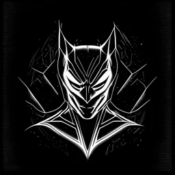 Catman's ghost sketch, symmetrical logo on a black background with white lines