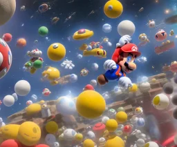 super mario in spacesuit with planets in background 4k