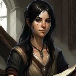 sorcerer, elder scrolls, female, pretty, attractive, hermaeus mora, black hair, aged 13