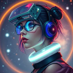 a pretty cyberpunk astronomer girl