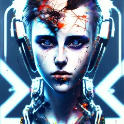 Danish singer MØ face,Abstract Yoji Shinkawa,cyberpunk,