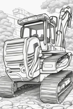 coloring page for kids, EXCAVTOR, thick outline, low details, no shading, no color