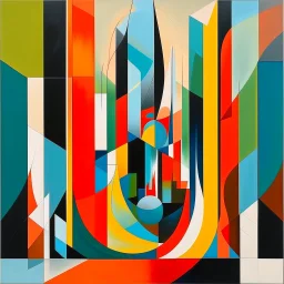 Abstract surrealist painting, geometric eulogies, by Arthur Secunda