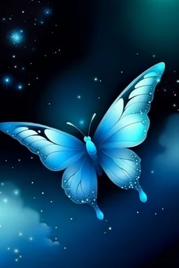 Light blue butterfly and star sky