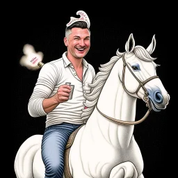 Guy riding on a unicorn