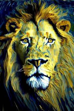 Potrait a lion by van gogh
