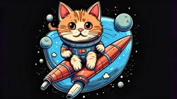 super duper angry kitten riding a rocket to space
