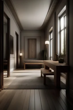 Crear un render de un espacio con cambio de escala y entradas no directas, que se sienta la tranquilidad pero mantenga una esencia mística, que contenga un mobiliario interesante