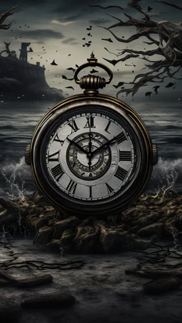 An old clock in the ocean background of black vein, human veins, mixing together a lot of them, like a forest, big and small veins a lot of them, an antique clock