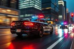 Ultra realistic action photography of a high-speed police car chase through a modern city at night, flashing sirens reflecting on wet asphalt, motion blur, realistic urban environment, dynamic movement, cinematic but documentary realism, shot on Canon EOS R5, 70mm lens, f/2.8, ISO 1600, RAW photo, HDR, natural lighting, true-to-life colors, professional action photography, ultra photorealistic, highly detailed, sharp focus, masterpiece, 8k