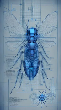 Blueprint of an cybernetic fly.