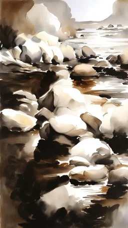 night, rocks, trees, mountains, john singer sargent watercolor paintings