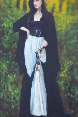 Full body portrait, painting, medium shot lady MidwestGothic