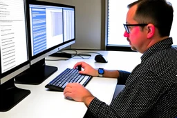 Someone sitting in front of a computer checking information and sources.