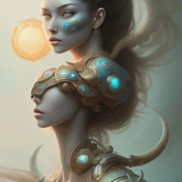 sango fantasy, fantasy magic, intricate, sharp focus, illustration, highly detailed, digital painting, concept art, matte, artgerm and paul lewin and kehinde wiley, masterpiece sexy lips Asian lady body turquoise space lady space sun galaxy