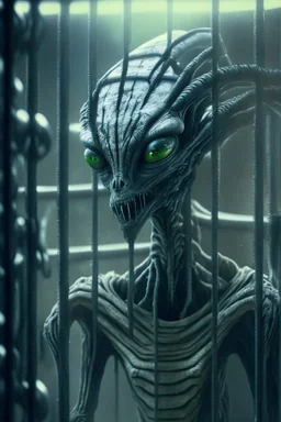 Alien in prison ,highly detailed, artstation, sharp focus,4k