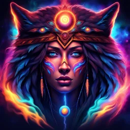 Cosmic dream face, woman, neon, abstract, amazing shadow and lightning, 4k, cinematic, glowing eyes, cosmic, face, dream, space, stars, amazing, art, glowing, fire, fantasy, crazy, ultimate, club, insane, hippie, native american, digital painting, watercolor, wolves, bears, eagles, pagan, runes