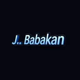 create a logo 3d text "J. Babakan" .for an ai programmer artist i want a 3d graphical Logo ,ai ,code, flow charts blended at background