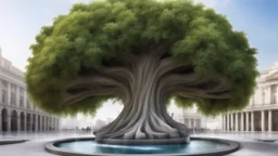 памятник виде живого дерева, фонтан