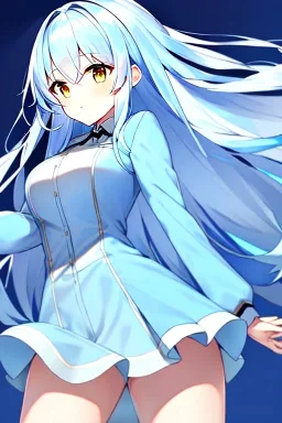 Girl with golden eyes and light blue hair