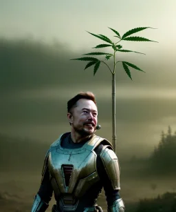 Ultra realistic photographic portrait, plasticine elon musk figure, wide angle view, smile steampunk dress style, marihuana plants, color fog, color smoke, soft color, highly detailed, unreal engine 5, ray tracing, RTX, lumen lighting, ultra detail, volumetric lighting, 3d, finely drawn, high definition.