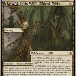 Withered old witch casting spell