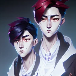 South Korean hacker dressed in white, Anime Key Visual, Deep Color, Intricate, 8k resolution concept art, Natural Lighting, Beautiful Composition head and shoulders portrait, 8k resolution concept art portrait by Kentaro Miura, Alphonse Mucha dynamic lighting hyperdetailed intricately detailed Splash art