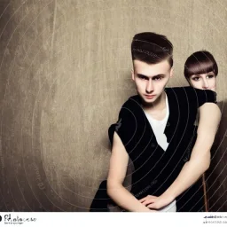 Russian guy student boy boyish boylike short man's haircut men's face boyish features female figure in black girlish lacy cocktail dress earrings in restaurant