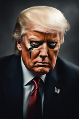 Portrait of Donald trump, half skeleton and half human
