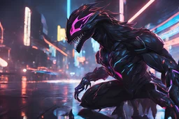 kindred venom in 8k solo leveling shadow artstyle, machine them, mask, close picture, rain, neon lights, intricate details, highly detailed, high details, detailed portrait, masterpiece,ultra detailed, ultra quality