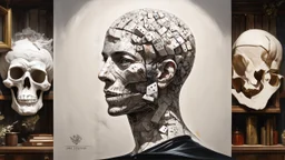 the anatomy of a human head made of domino pieces and shels an ultrafine detailed painting by James jean octopath traveler Behance contest winner vanitas angular altermodern surreal