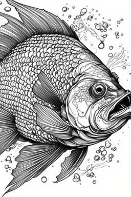 Outline art, no shading, fish, black and white, low detail, --ar 9:11