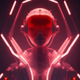 A beautiful portrait of a cyborg bird red color scheme, high key lighting, volumetric light high details psychedelic background