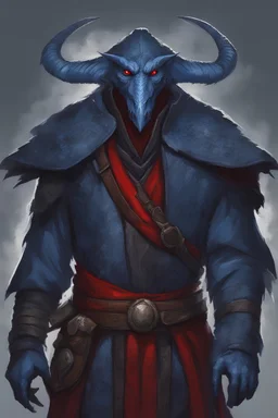 blue dragonborn sorcerer with red eyes