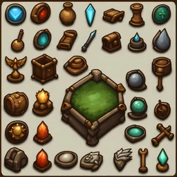 Mini symbols of classes in rpg game , extra detailed ,8k resultion