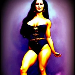 Epic full body picture portrait of busty atletic young beautiful Dejah Thoris Frank Frazetta styles