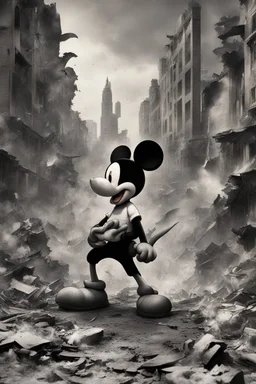 MICKEY MOUSE AS GODZILLA DESTROYING BUILDINGS IN SOUTH AFFRICA