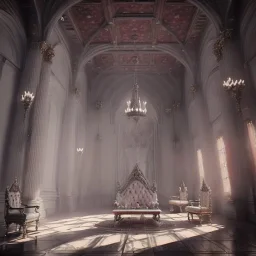 white color gothic palace inside with 5 thrones