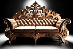 image of a Royal sofa with 3d fractal base decoration made of good wood no background without table