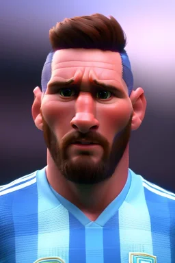 Realistic Messi Argentina soccer player Portrait, mid shot view, epic, concept art, art station, 3d, photo studio, blue clean background, unreal engine 5, ray tracing, RTX, lumen lighting, ultra detail, volumetric lighting.