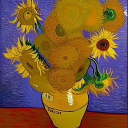 Van gogh Sunflower in the style of da vinci