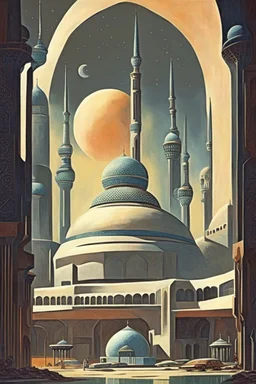 mosque 70s sci fi art