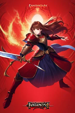 full body picture of a young woman with long brown hair, fantasy, dark, wearing black and red leather fantasy armor, evil, red eyes, smirk, confident, arrogant, anime, high resolution, hi res, detailed, intricate, fighting, warrior, detailed background