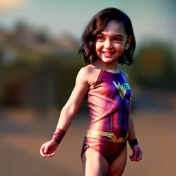 Gal gadot toddler, full body, dramatic lighting, hyper realistic